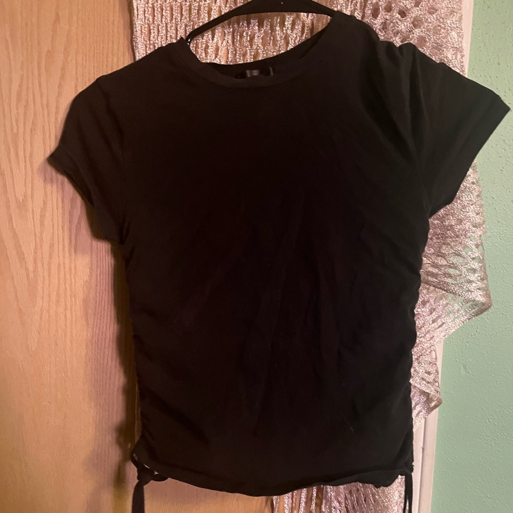 Classic Black Women's Top With Adjustable Sides